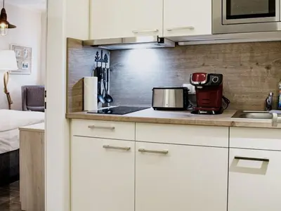 Küche/Küchenzeile in der Unterkunft Ferienwohnung Strandkorb