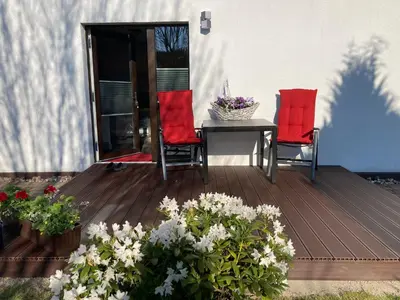 Ein Balkon oder eine Terrasse in der Unterkunft Ferienwohnung OstseeStrandLäufer 3