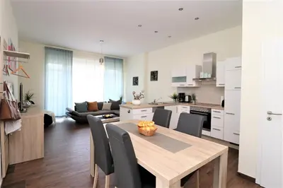 Küche/Küchenzeile in der Unterkunft Käptn Brass Appartement 06