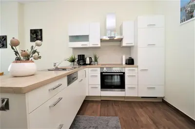 Küche/Küchenzeile in der Unterkunft Käptn Brass Appartement 06