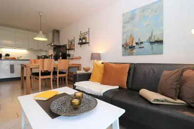 Küche/Küchenzeile in der Unterkunft Käptn Brass Appartement 15 Deichblick