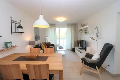 Ein Sitzbereich in der Unterkunft Käptn Brass Appartement 15 Deichblick