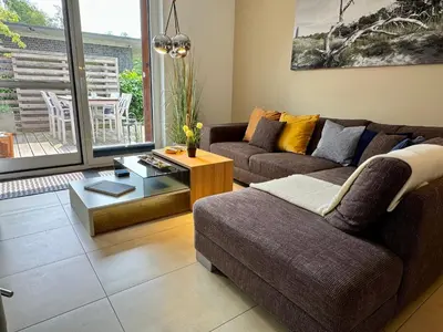 Ein Sitzbereich in der Unterkunft Käptn Brass Villa 1 App 2 Wiesenweg