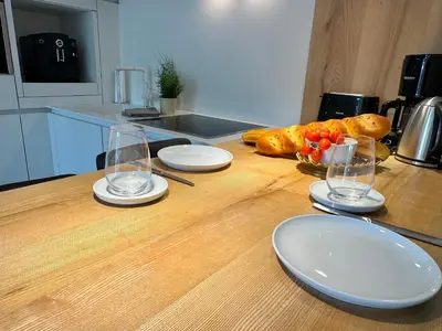 Küche/Küchenzeile in der Unterkunft Käptn Brass Villa 1 App 2 Wiesenweg