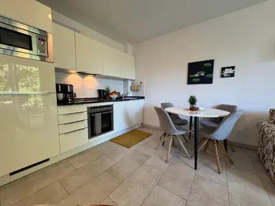 Küche/Küchenzeile in der Unterkunft Käptn Brass Villa 2 App 4 Seestern