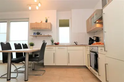 Küche/Küchenzeile in der Unterkunft Käptn Brass Villa 2 App 6 Sünnsiet