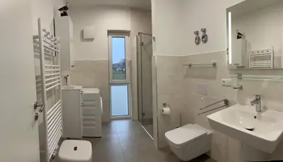 Ein Badezimmer in der Unterkunft Boddentraum