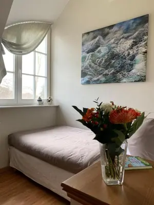 Ein Bett oder Betten in einem Zimmer der Unterkunft Ferienhaus Am Strand