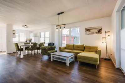 Ein Sitzbereich in der Unterkunft Ferienhäuser Baltic Lagoon Haus 14