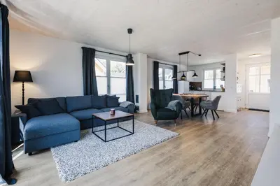 Ein Sitzbereich in der Unterkunft Ferienhäuser Baltic Lagoon Haus 16c