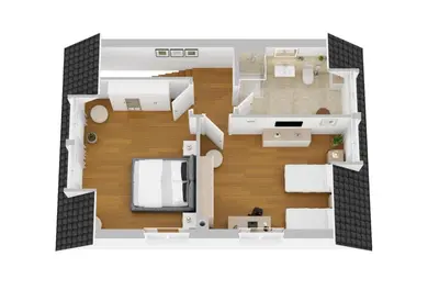 Grundriss der Unterkunft 5 Sterne Ferienhaus Ostseenest mit Boddenblick