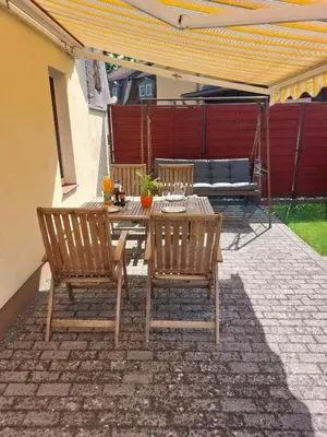 Ein Sitzbereich in der Unterkunft Ferienhaus Linke