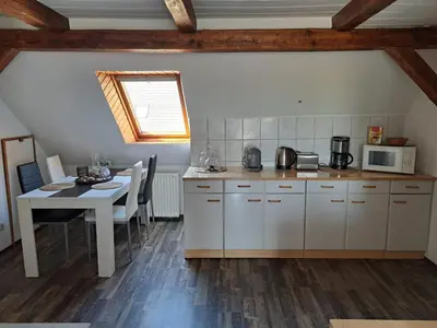Küche/Küchenzeile in der Unterkunft Ferienwohnung Feldblick