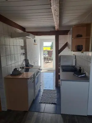 Küche/Küchenzeile in der Unterkunft Ferienwohnung Feldblick