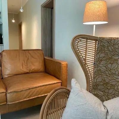 Ein Sitzbereich in der Unterkunft Ferienwohnung DREI Hof Himmelgrün