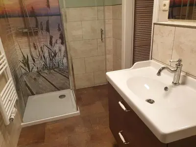 Ein Badezimmer in der Unterkunft Ferienwohnung Kranichnest mit Hühnerhof