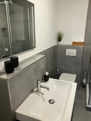 Ein Badezimmer in der Unterkunft Kleine Oase - Haus Meer Whg13