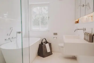 Ein Badezimmer in der Unterkunft Ferienhäuser Doppelhaushälfte am Grenzweg