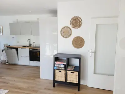 Küche/Küchenzeile in der Unterkunft Haus Seeschwalbe, Whg 2