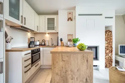 Küche/Küchenzeile in der Unterkunft Strandappartement Wieck Nr 4
