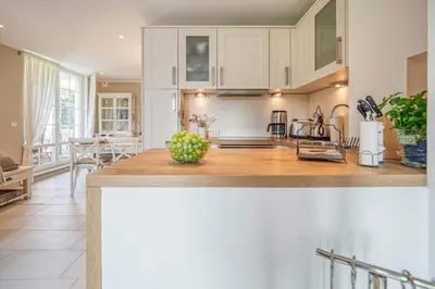 Küche/Küchenzeile in der Unterkunft Strandappartement Wieck Nr 4