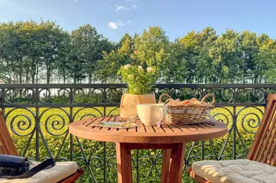 Ein Balkon oder eine Terrasse in der Unterkunft Strandappartement Wieck Nr 4