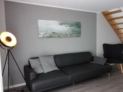 Ein Sitzbereich in der Unterkunft Ferienhaus Strandnah