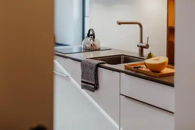 Küche/Küchenzeile in der Unterkunft SandDorn 1 und 2