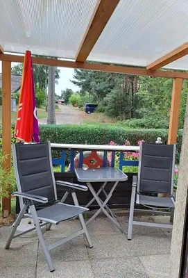 Ein Balkon oder eine Terrasse in der Unterkunft Fewo am Rosengarten