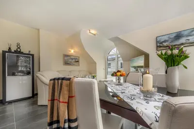 Küche/Küchenzeile in der Unterkunft Deichgraf Wohnung 07 