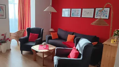 Ein Sitzbereich in der Unterkunft Fewo Muschel incl Kurkarte Parkplatz und strandnah