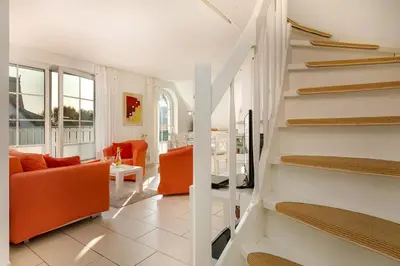 Ein Sitzbereich in der Unterkunft Godeke Michels Ferienwohnung 23-Jonggöntje Seestr5b