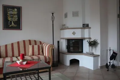 Ein Sitzbereich in der Unterkunft Ferienhaus Likedeeler Weg 23