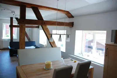 Ein Sitzbereich in der Unterkunft Ferienhaus am Fangelturm