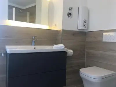 Ein Badezimmer in der Unterkunft Ferienwohnungen in Barth am Hafen