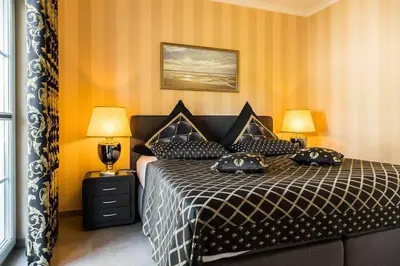 Ein Bett oder Betten in einem Zimmer der Unterkunft Haus Möwe