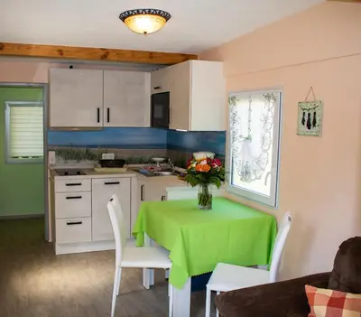 Küche/Küchenzeile in der Unterkunft Ferienwohnung Bungalow Palliwoda Prerow