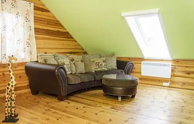 Ein Sitzbereich in der Unterkunft Ferienhaus Boddenschwalbe