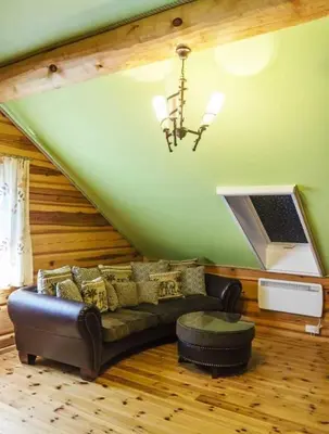 Ein Sitzbereich in der Unterkunft Ferienhaus Boddenschwalbe