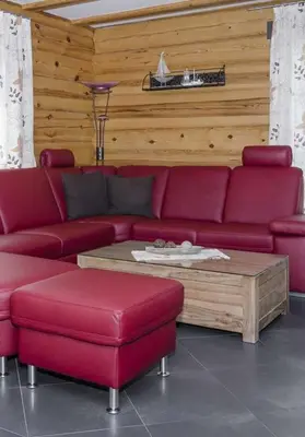 Ein Sitzbereich in der Unterkunft Ferienhaus Boddenschwalbe