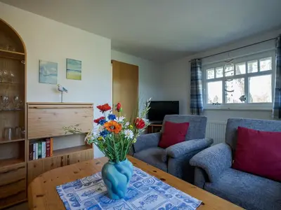Ein Sitzbereich in der Unterkunft Hafenblick Ferienhaus