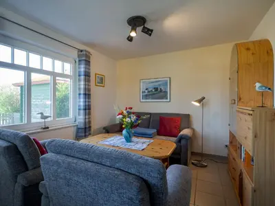Ein Sitzbereich in der Unterkunft Hafenblick Ferienhaus