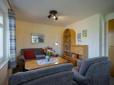 Ein Sitzbereich in der Unterkunft Hafenblick Ferienhaus