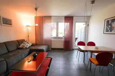 Ein Sitzbereich in der Unterkunft Dat blaue Huus - Am Tor zum Darß