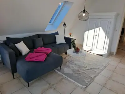Ein Sitzbereich in der Unterkunft MeeresLiebe