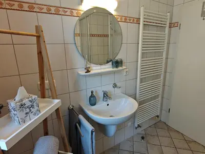 Ein Badezimmer in der Unterkunft StrandLiebe