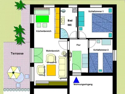 Grundriss der Unterkunft Ferienwohnung Boddentraum