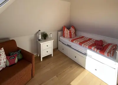 Ein Bett oder Betten in einem Zimmer der Unterkunft Ferienhaus Laran