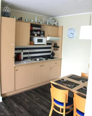 Küche/Küchenzeile in der Unterkunft Wohnung 615 Sonnenterrasse Seebrücke