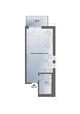 Grundriss der Unterkunft Studio-Appartement mit Meerblick im Baltic Lagoon Resort